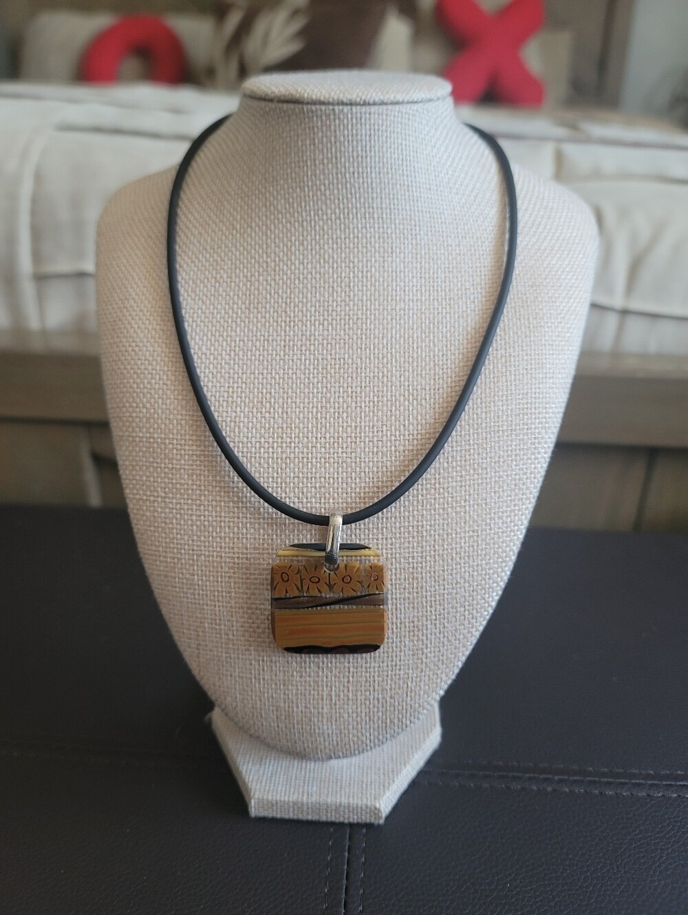Handmade Glass Floral Pendant Necklace